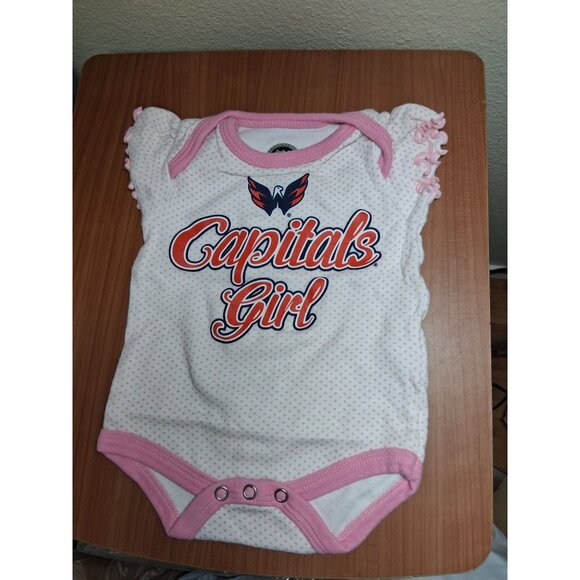 NHL Washington Capital's One Piece Baby Girl Bodysuit Size 0-3 Months - Picture 1 of 4